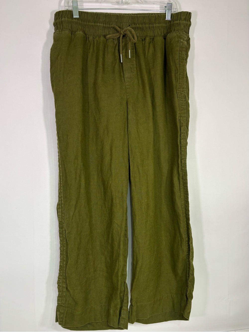 Quince 100% Linen Relaxed Wide Leg Pull On Drawstring Pants Olive Green XL - Picture 2 of 8